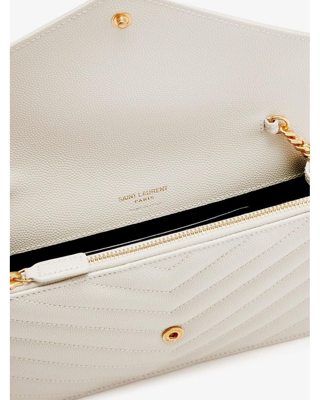 Saint Laurent White Envelope Leather Crossbody Bag