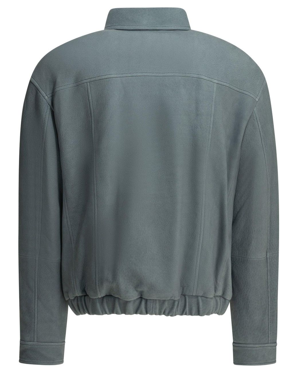 Brunello Cucinelli Gray Nubuck Leather Jacket Light