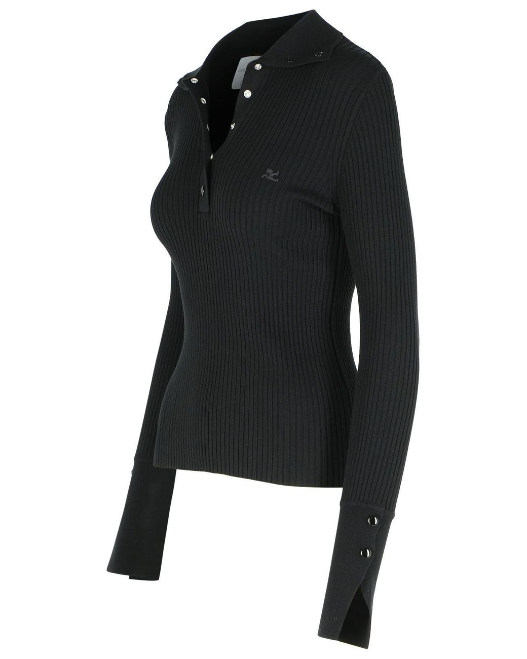 Courreges Black Polyester Blend Polo Shirt