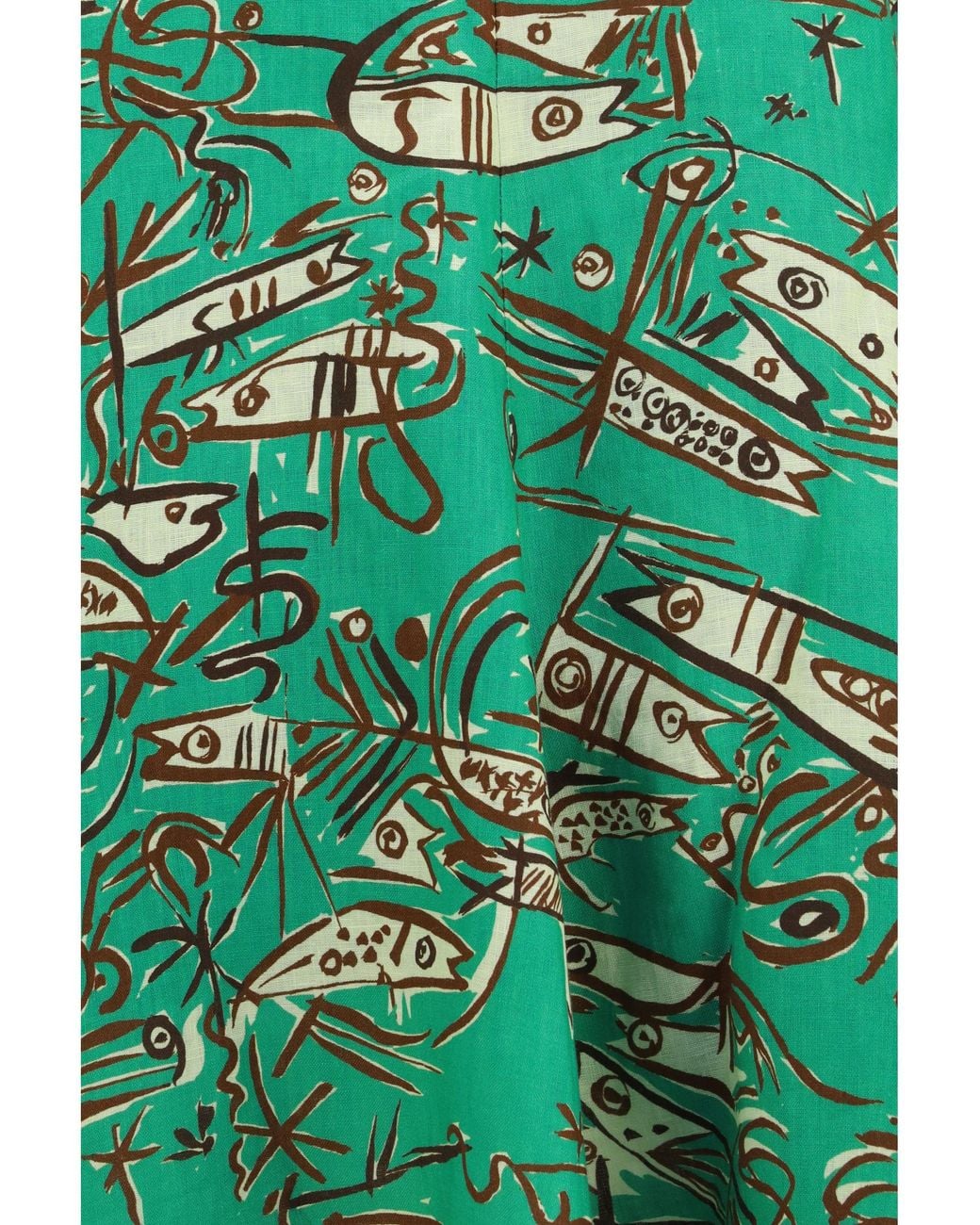 ALÉMAIS Green Fish Sticks Mini Linen Dress