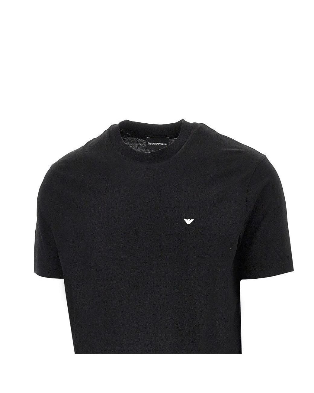 Emporio Armani Black Lyocell And Cotton Blend T-Shirt With Logo for men