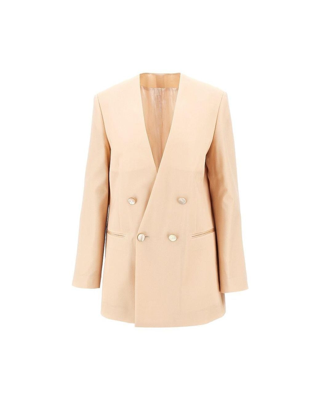 Alberta Ferretti Natural Silk Organdy Double-Breasted Jacket