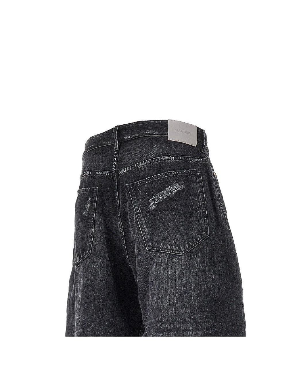 Balenciaga Blue Curved Wide Leg Jeans for men