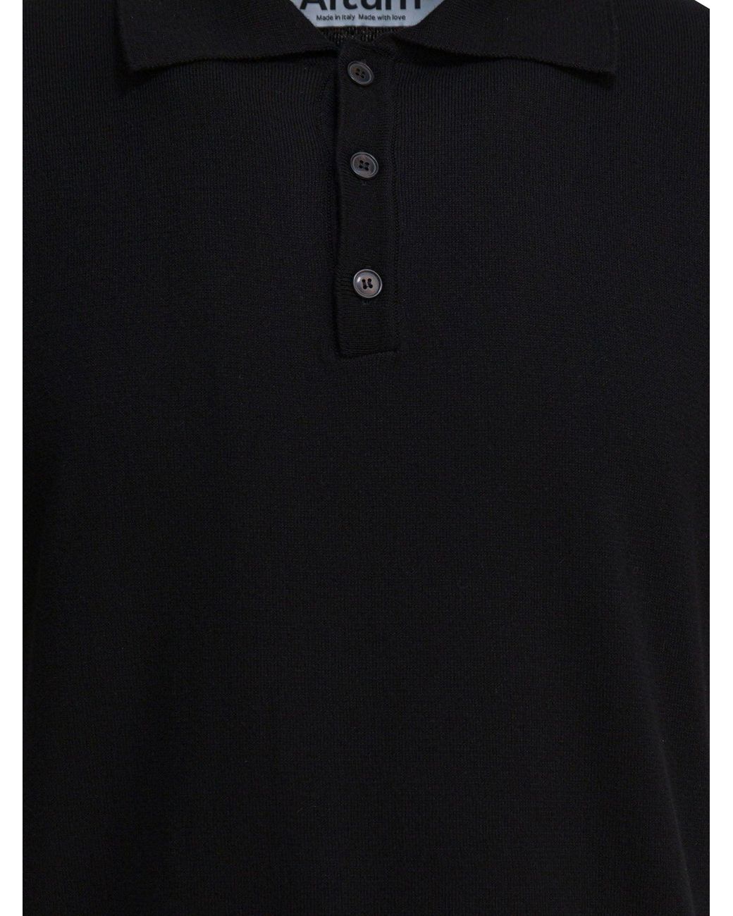 Altum Black Cotton Polo Shirt for men