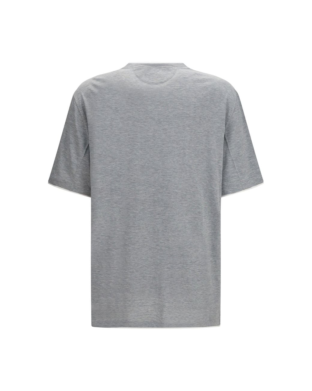 Brunello Cucinelli Gray Silk T-Shirt/Off for men