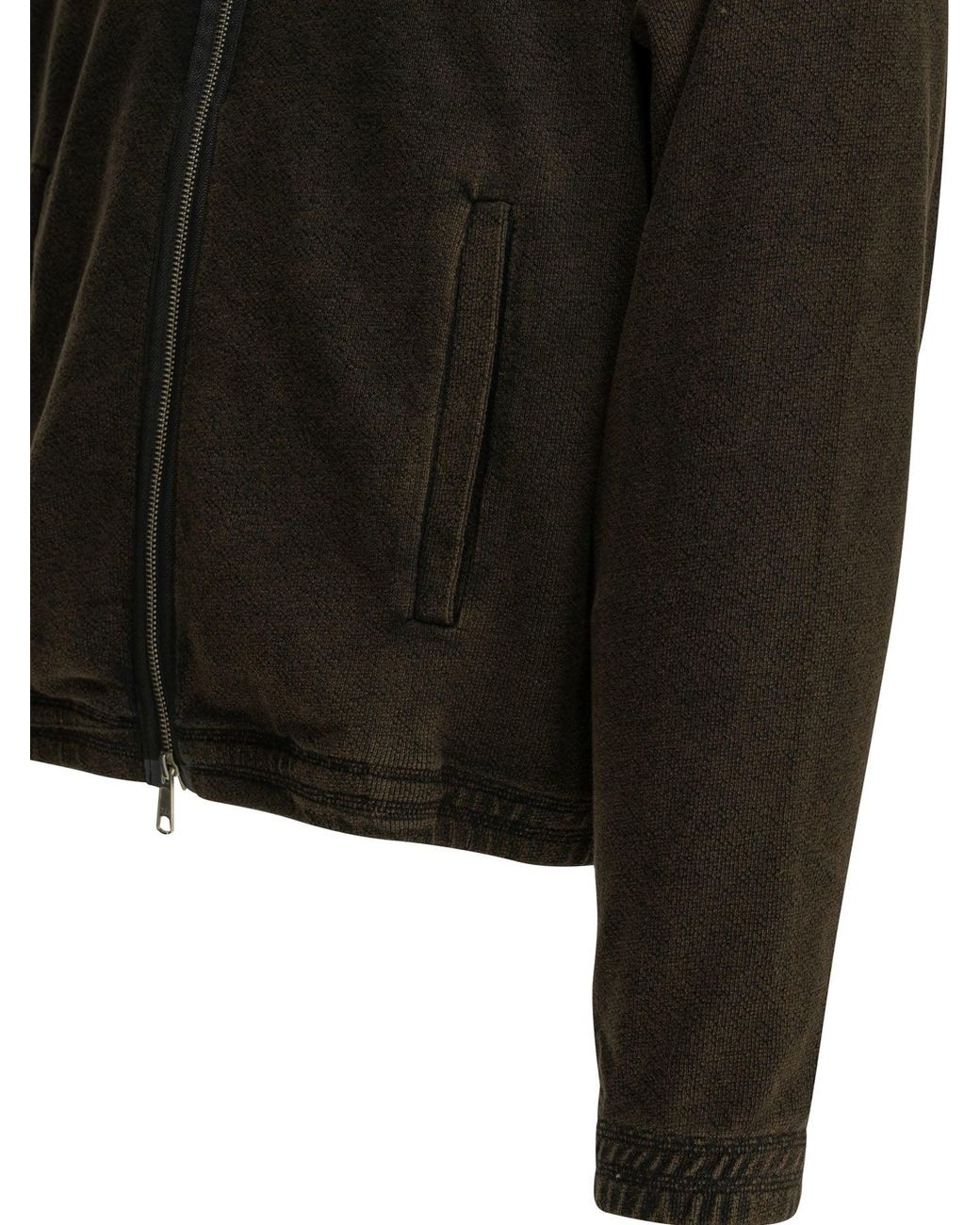 mfpen Black Covet Zippered Organic Cotton Sweater for men