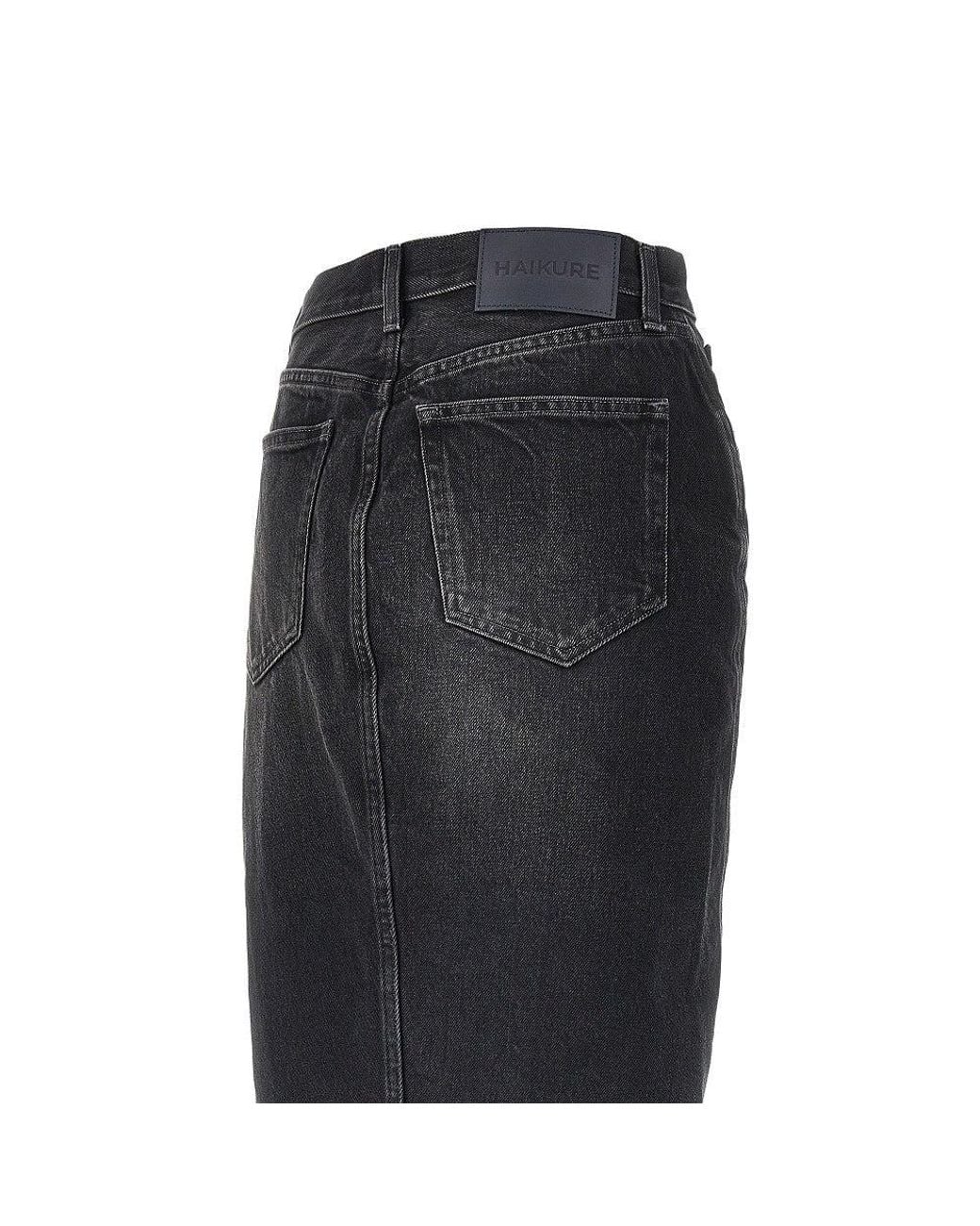 Haikure Black Denim Midi Skirt