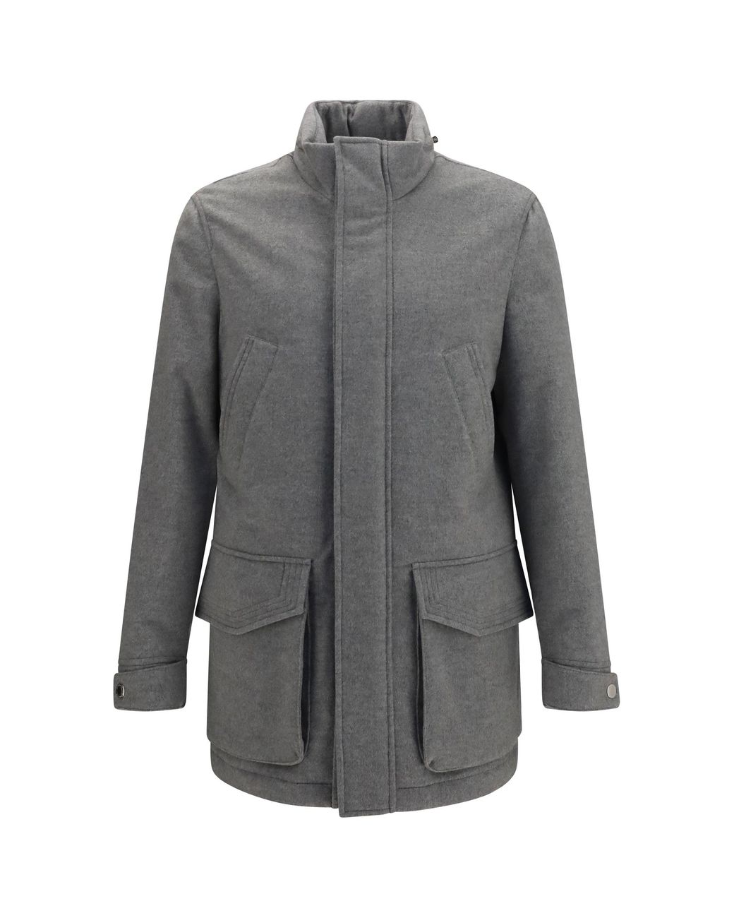Brunello Cucinelli Gray Jacket Cashmere Zip And Buttons for men