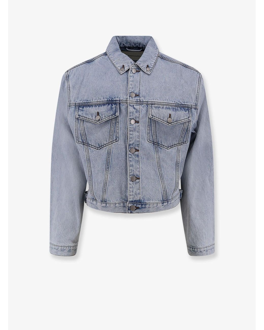 Entire studios Blue Denim Jacket With Padded Shoulder Pads for men