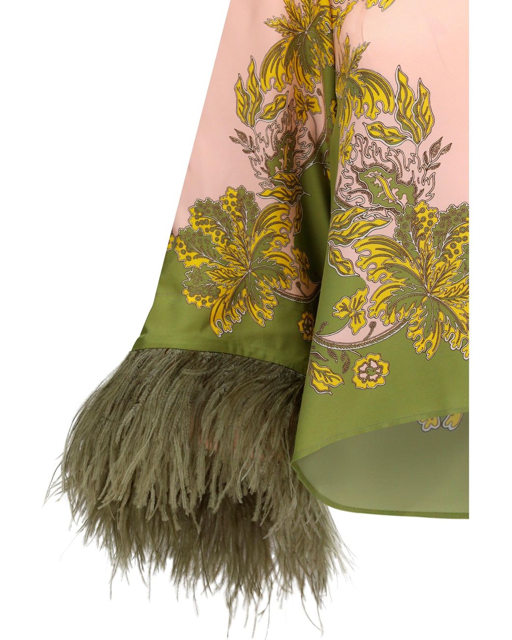 LaDoubleJ Yellow Silk Top With Ostrich Feathers