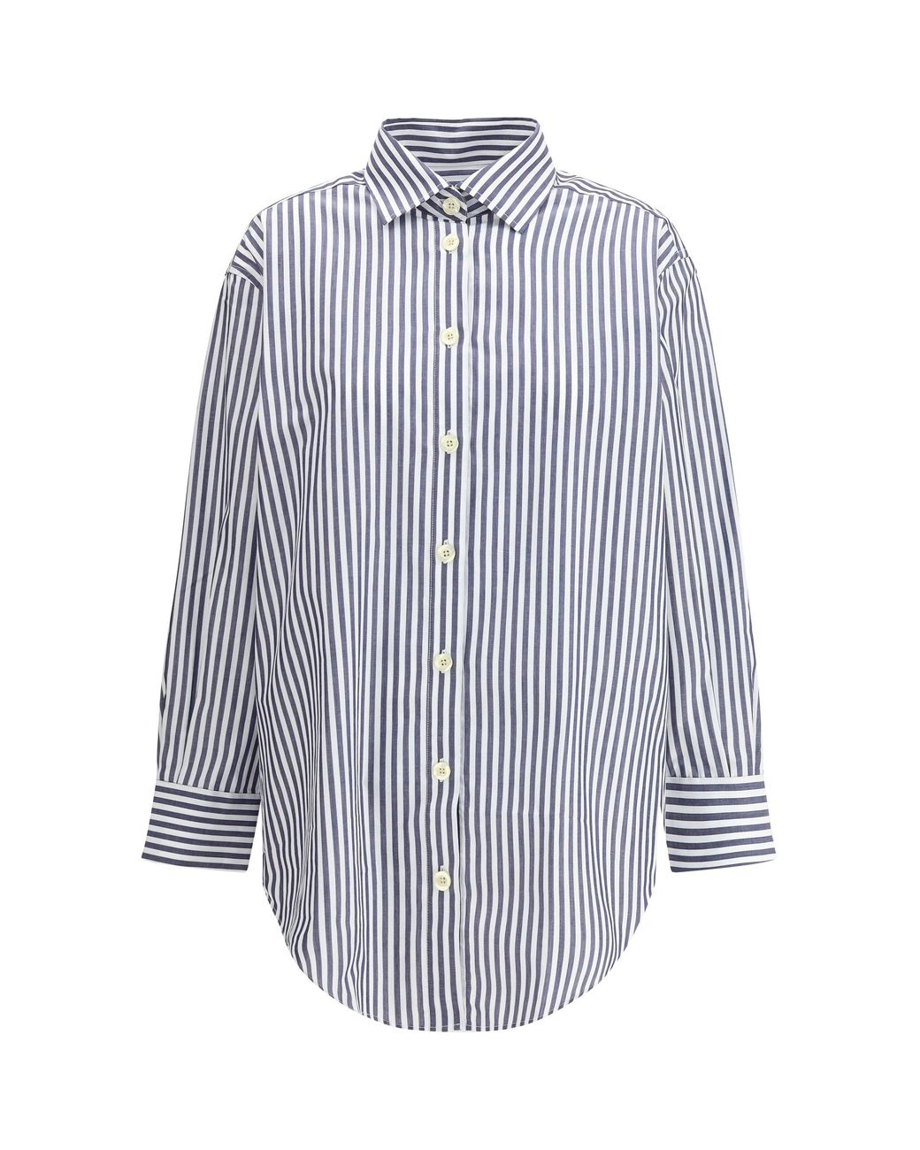 Deperlu Blue Oversized Cotton Shirt Riga Blu