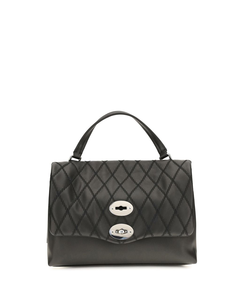 Zanellato Black Postina Tramè Leather Top Handle Bag