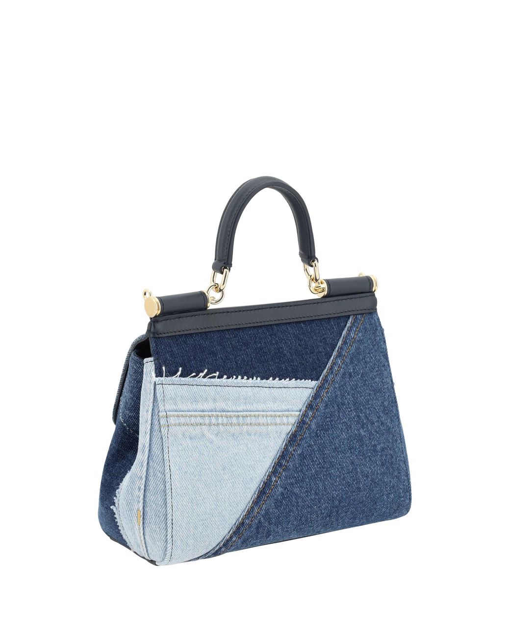 Dolce & Gabbana Blue Small Sicily Denim And Calf Leather Handbag
