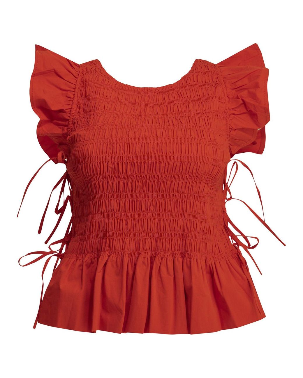 Ganni Red Casual Pleated Top