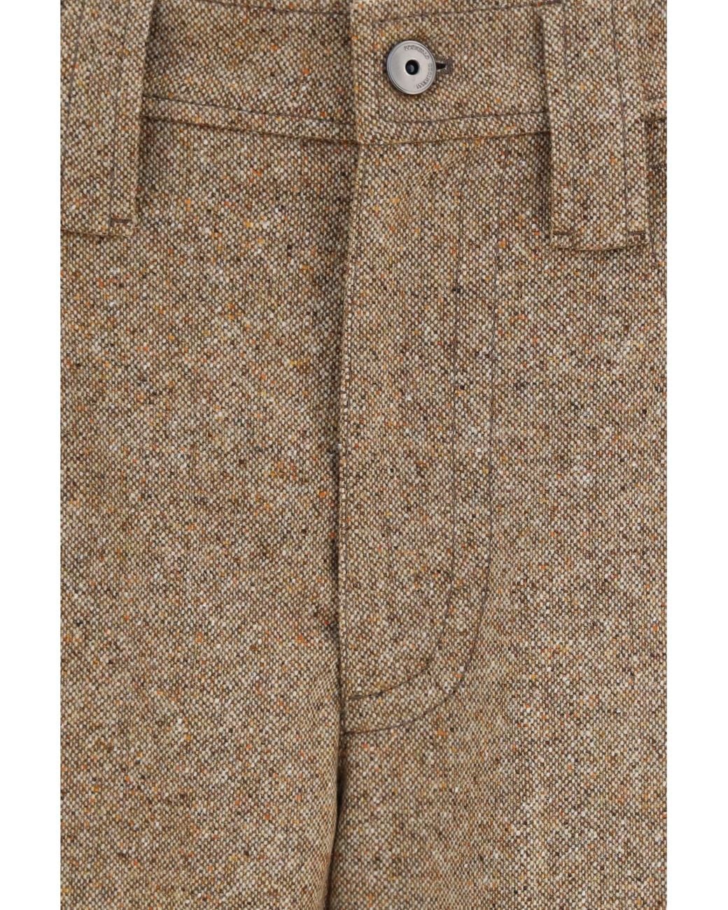 Brunello Cucinelli Natural Tailored Wool-Blend Pants Olio