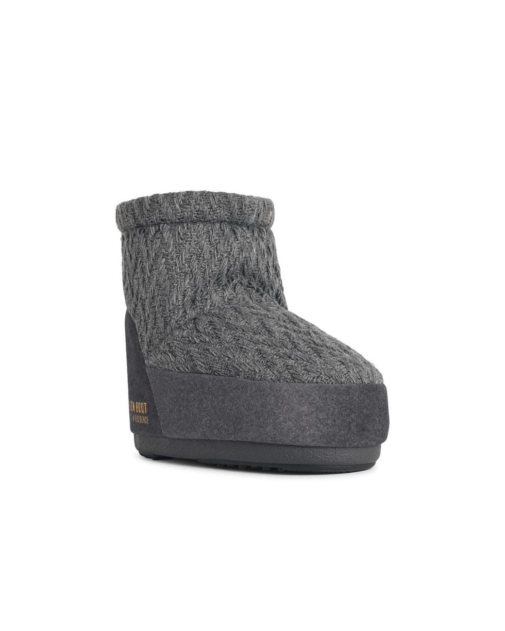 Moonboot Gray 'Icon Low Nolace Knit' Fabric Boots