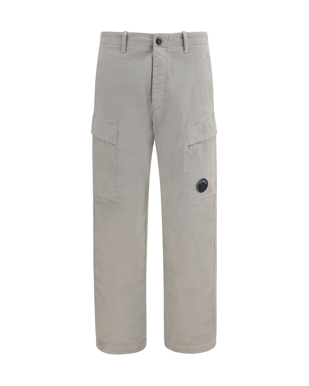 C P Company Gray Stretch Cotton Satin Cargo Pants Fallen Rock for men
