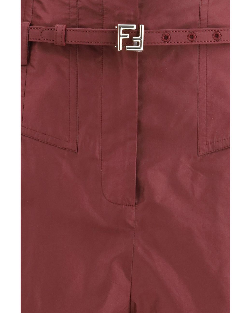 Fendi Red Taffeta Silk Pants
