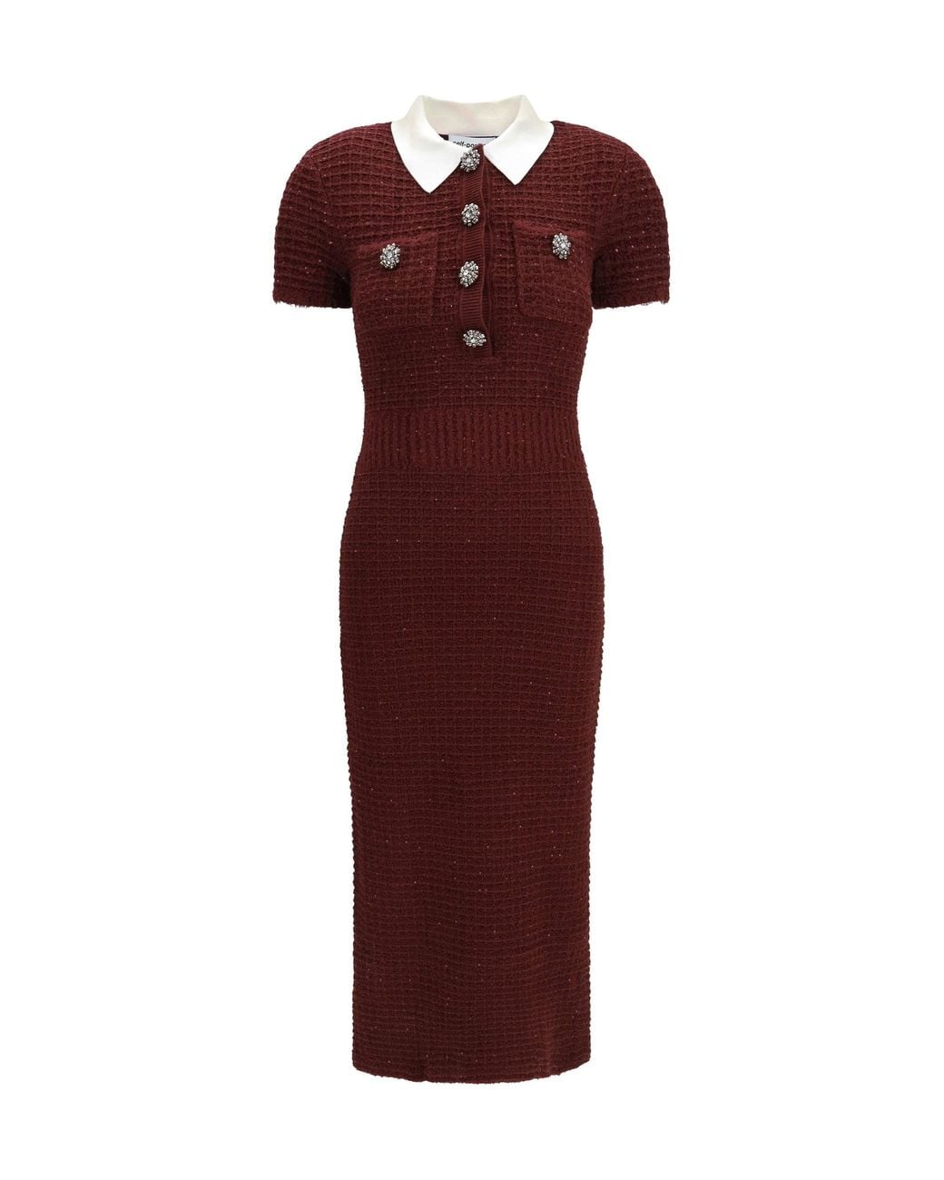 Self-Portrait Red Knit Midi Dress
