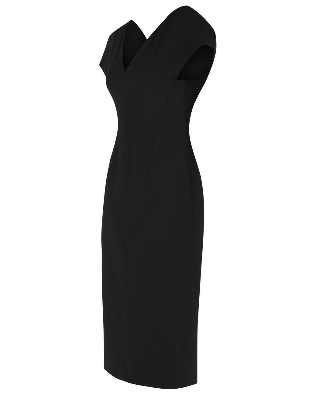 Jil Sander Black Virgin Wool Midi Dress