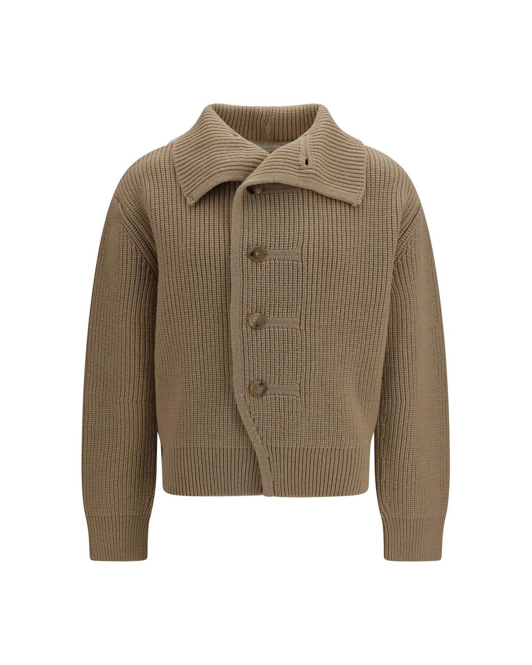 Dries Van Noten Natural Buttoned High-Neck Cardigan Champagne for men