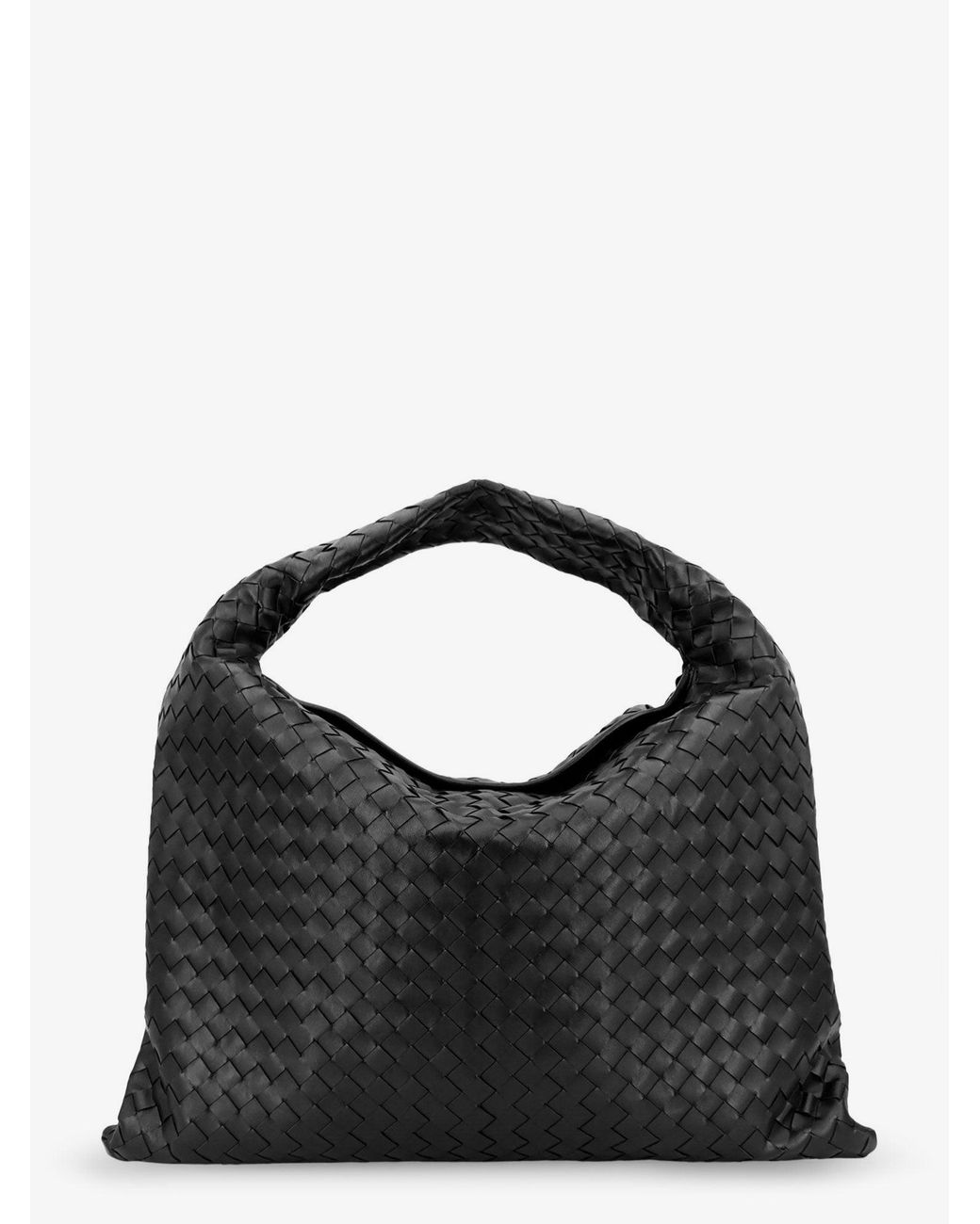 Bottega Veneta Black Hop Hobo Leather Shoulder Bag With Intreccio Pattern