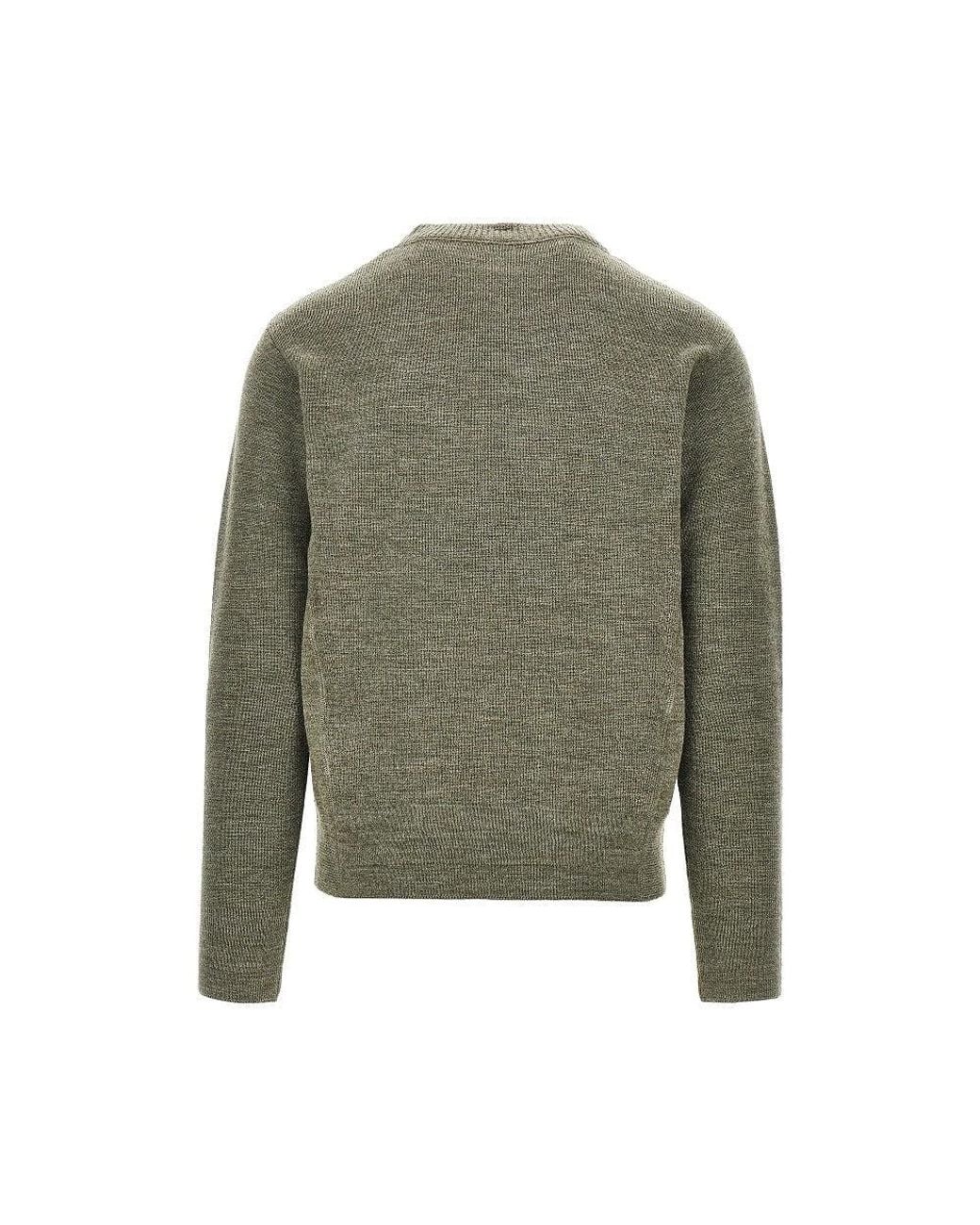 Moncler Green Logo Patch Wool Sweater for men