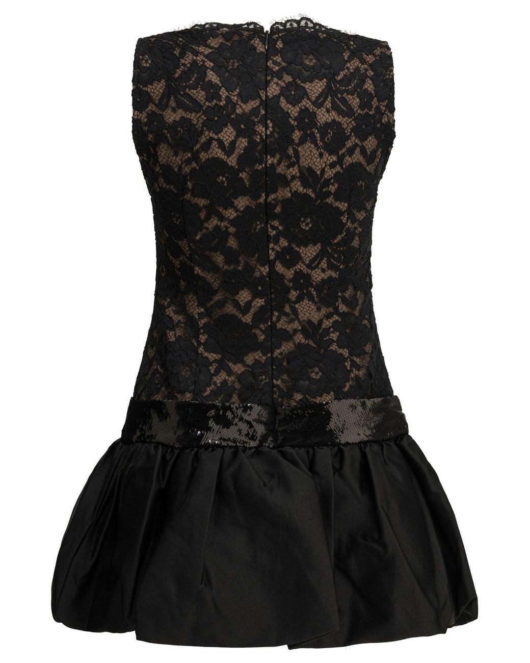 Self-Portrait Black Floral Lace Mini Balloon Dress