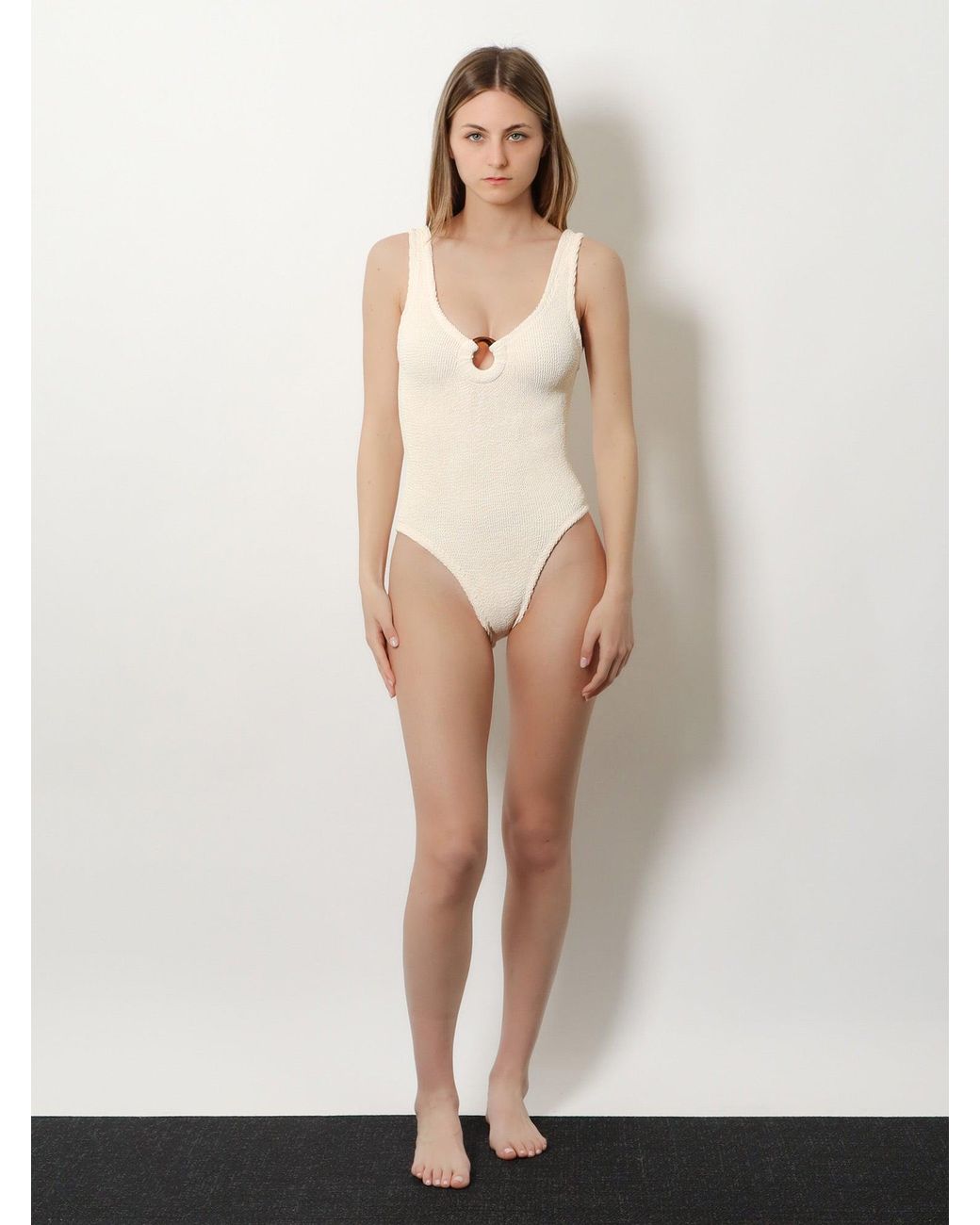 Hunza G White One-Piece Swimsuit Celine