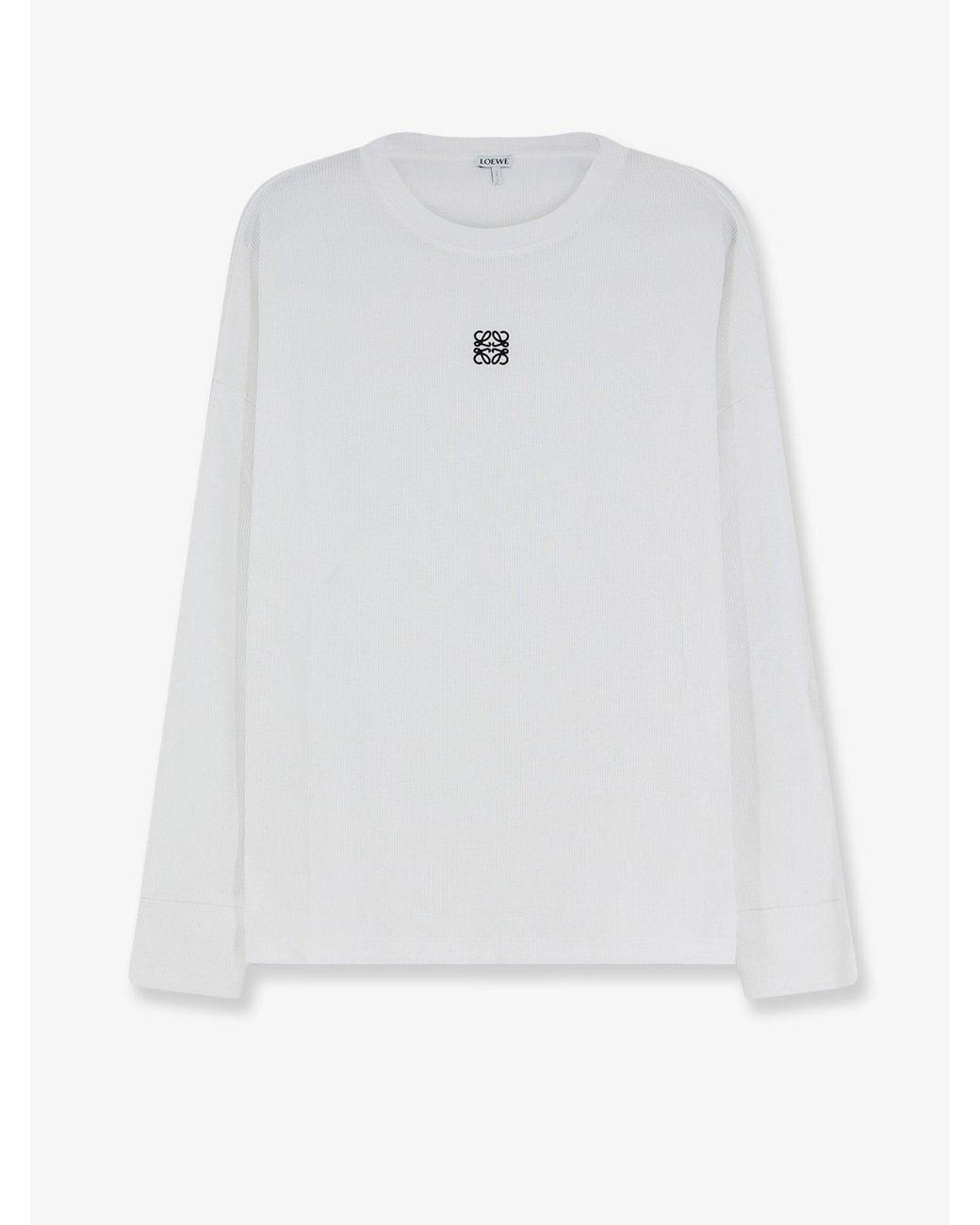 Loewe White Ribbed Cotton T-Shirt for men