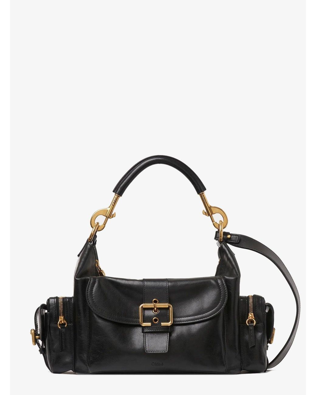 Chloé Black Carry Shiny Buffalo Leather Shoulder Bag