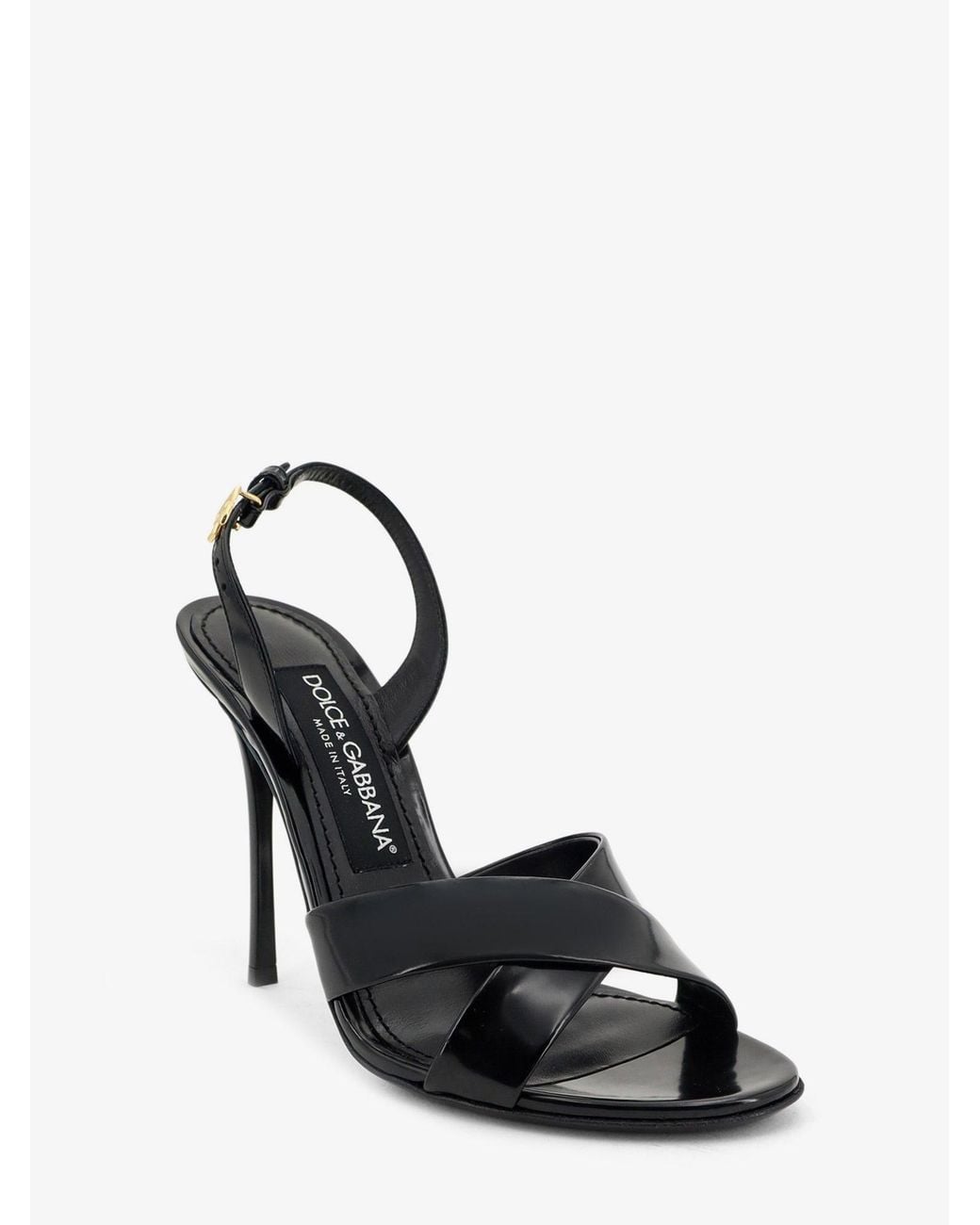 Dolce & Gabbana Black Keira Shiny Calfskin Leather Sandals