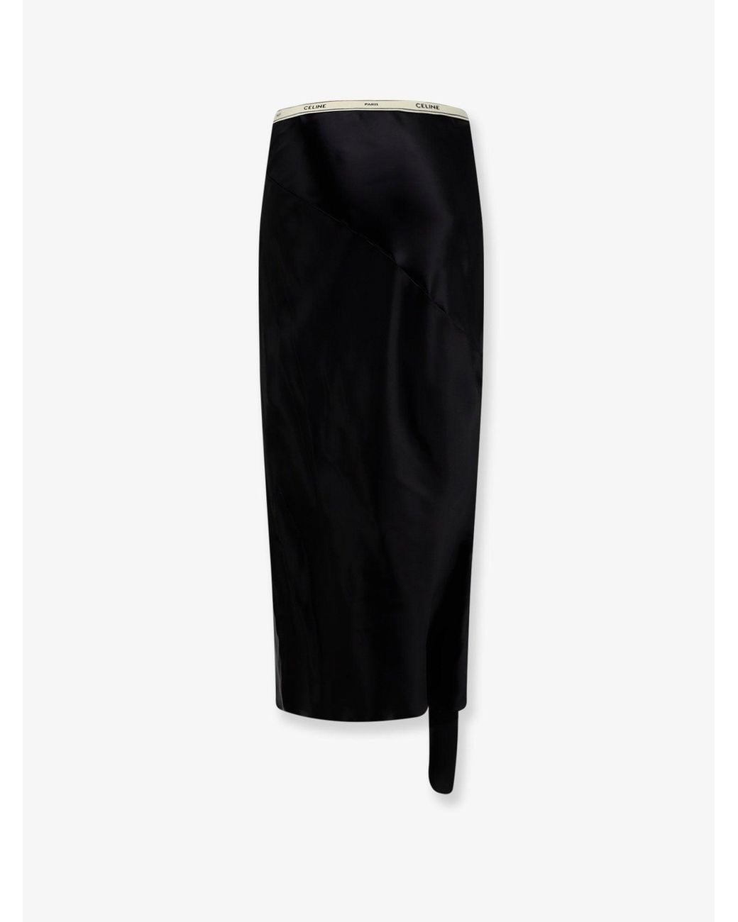 Céline Black Viscose Satin Midi Skirt