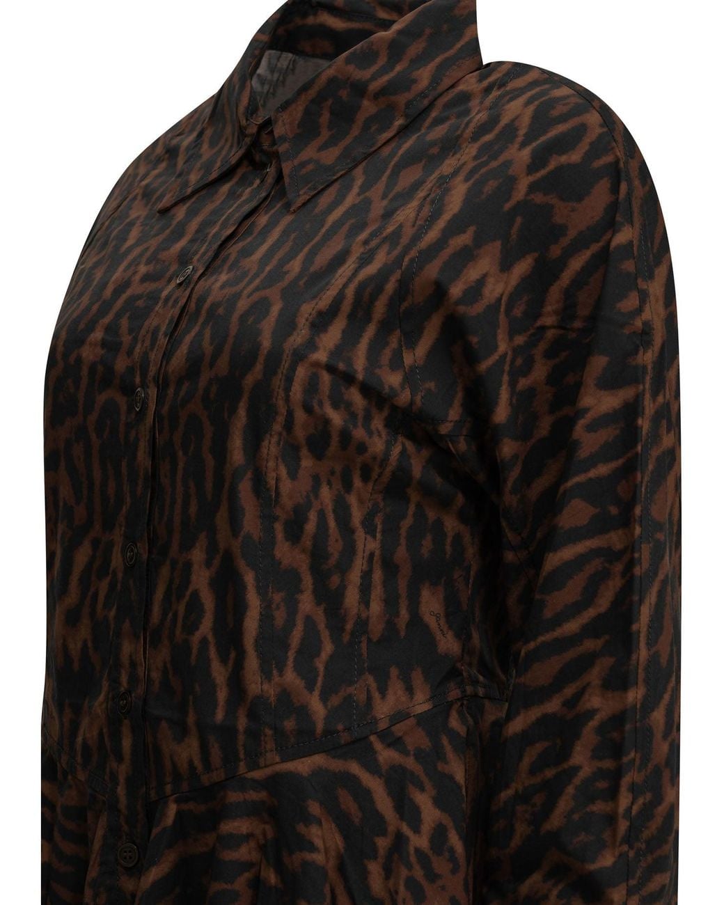 Ganni Black Leopard Short Dress