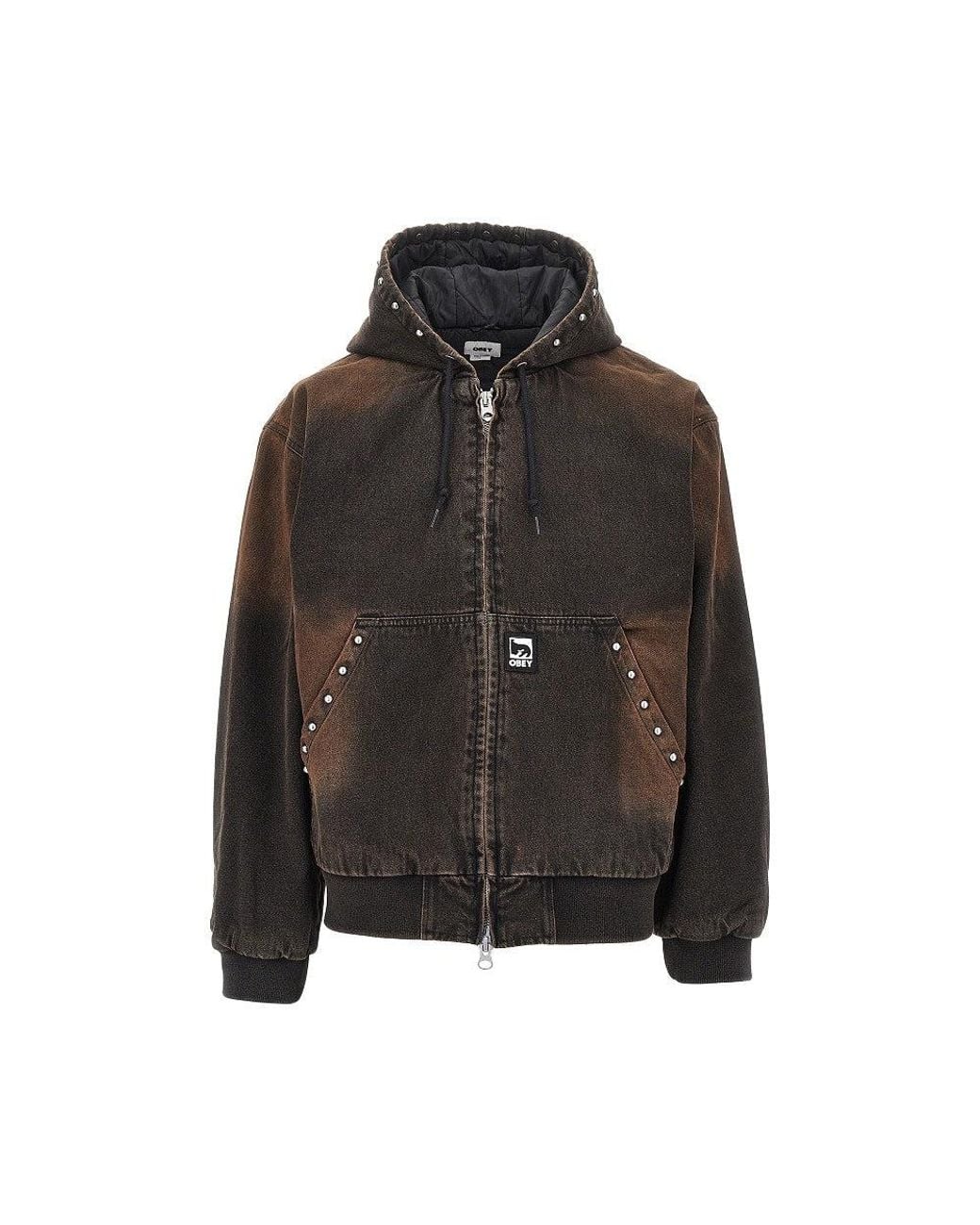 Obey Black Studded Denim Blouson Jacket for men