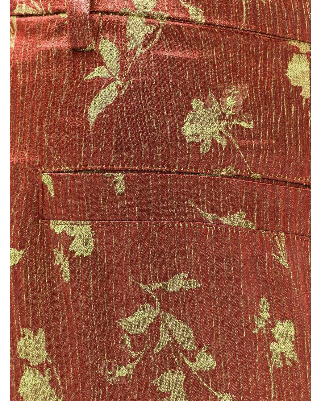 Dries Van Noten Brown Viscose Blend Floral Trousers