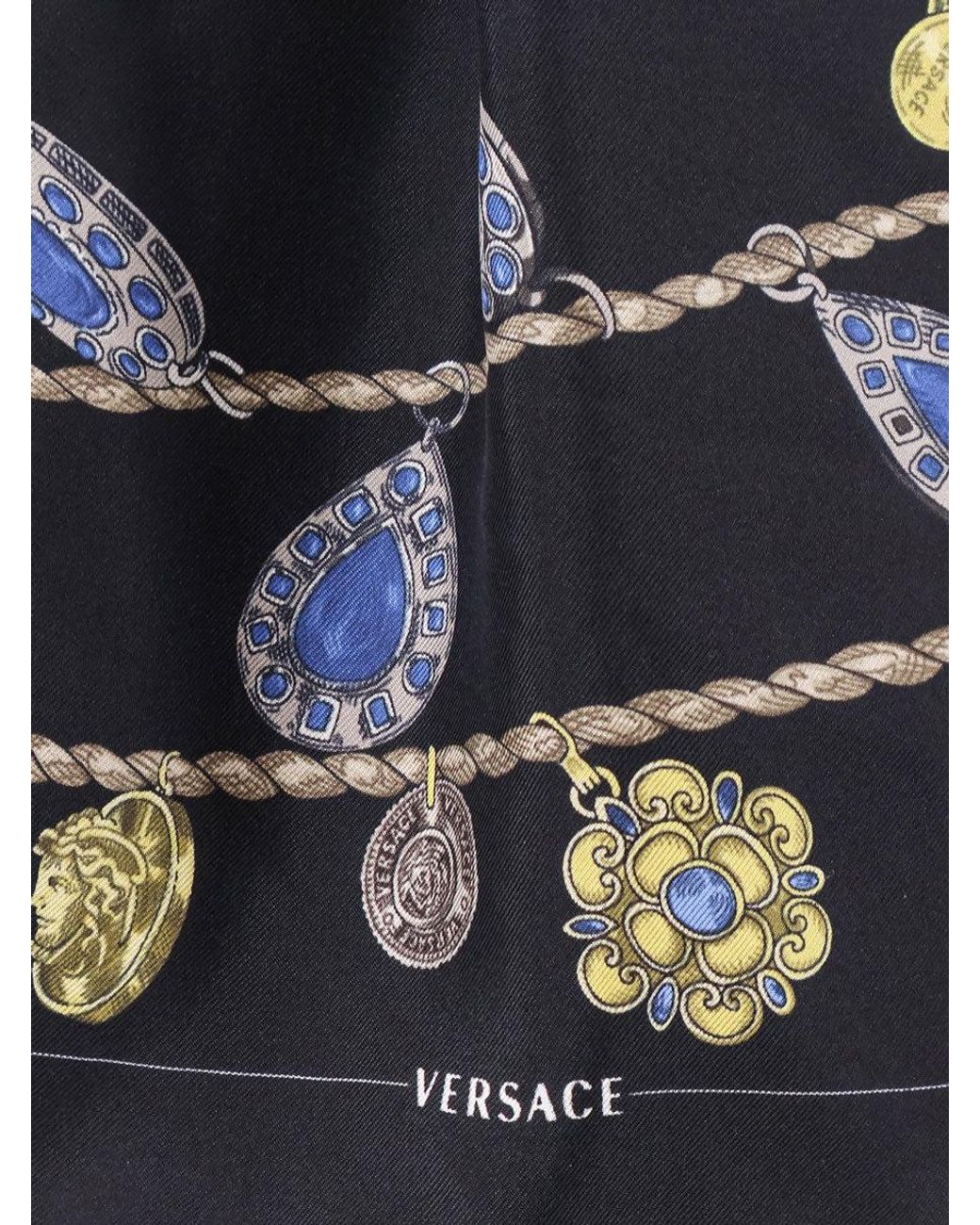 Versace Black Broken Jewels Print Silk Mini Dress