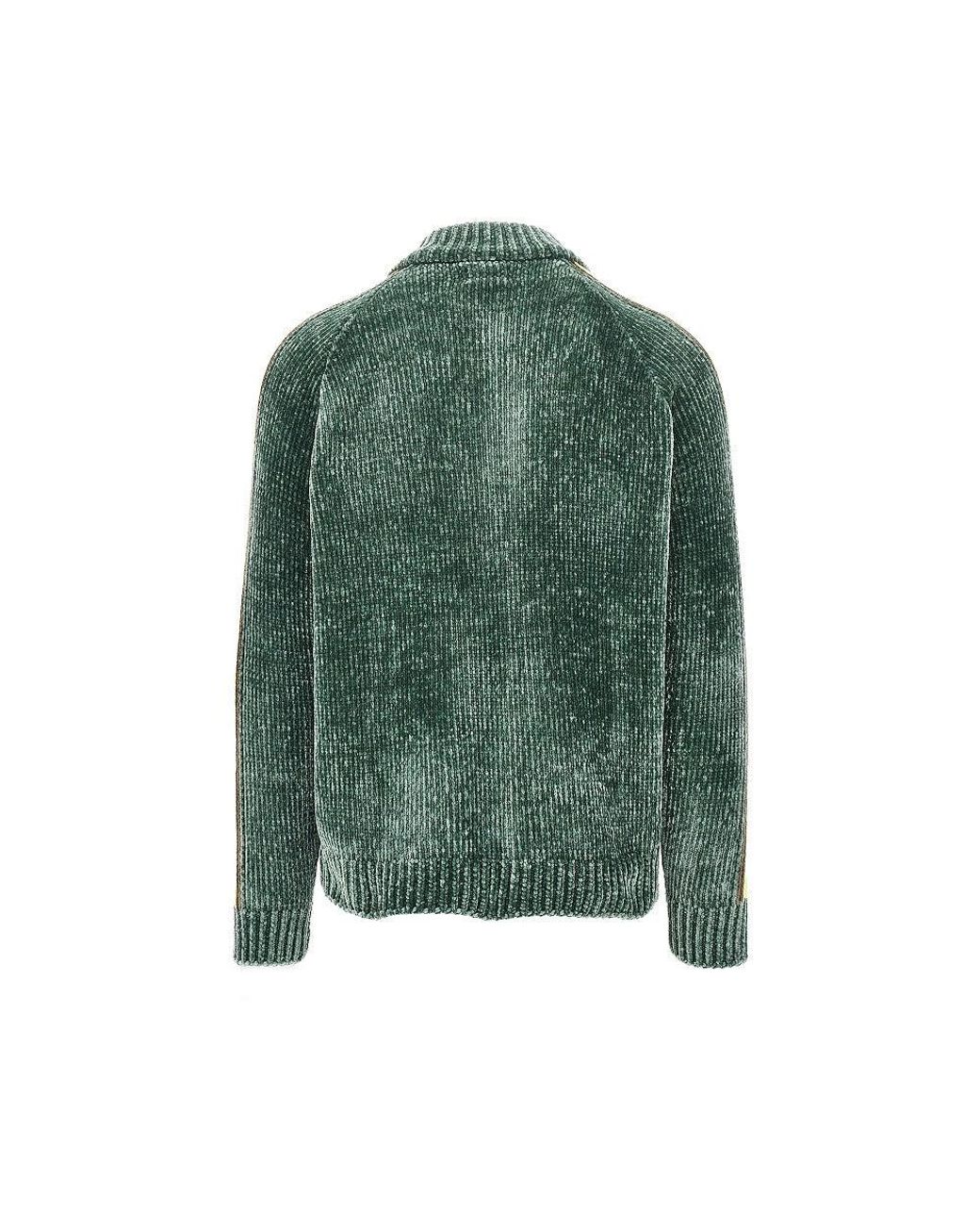 Obey Green Chenille Cardigan With Logo Embroidery for men