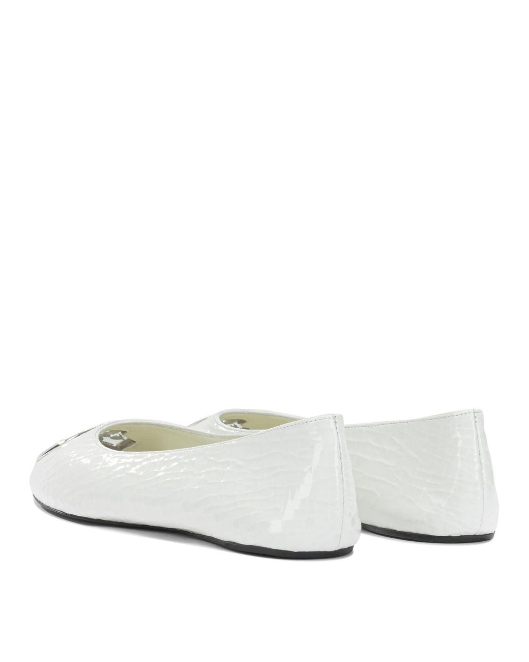 Tory Burch White Goat Bovine Leather Ballerinas