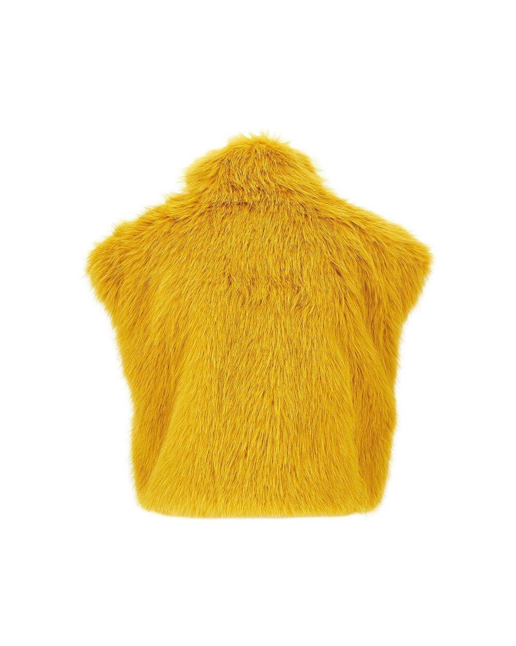 Pinko Yellow Faux Fur Vest
