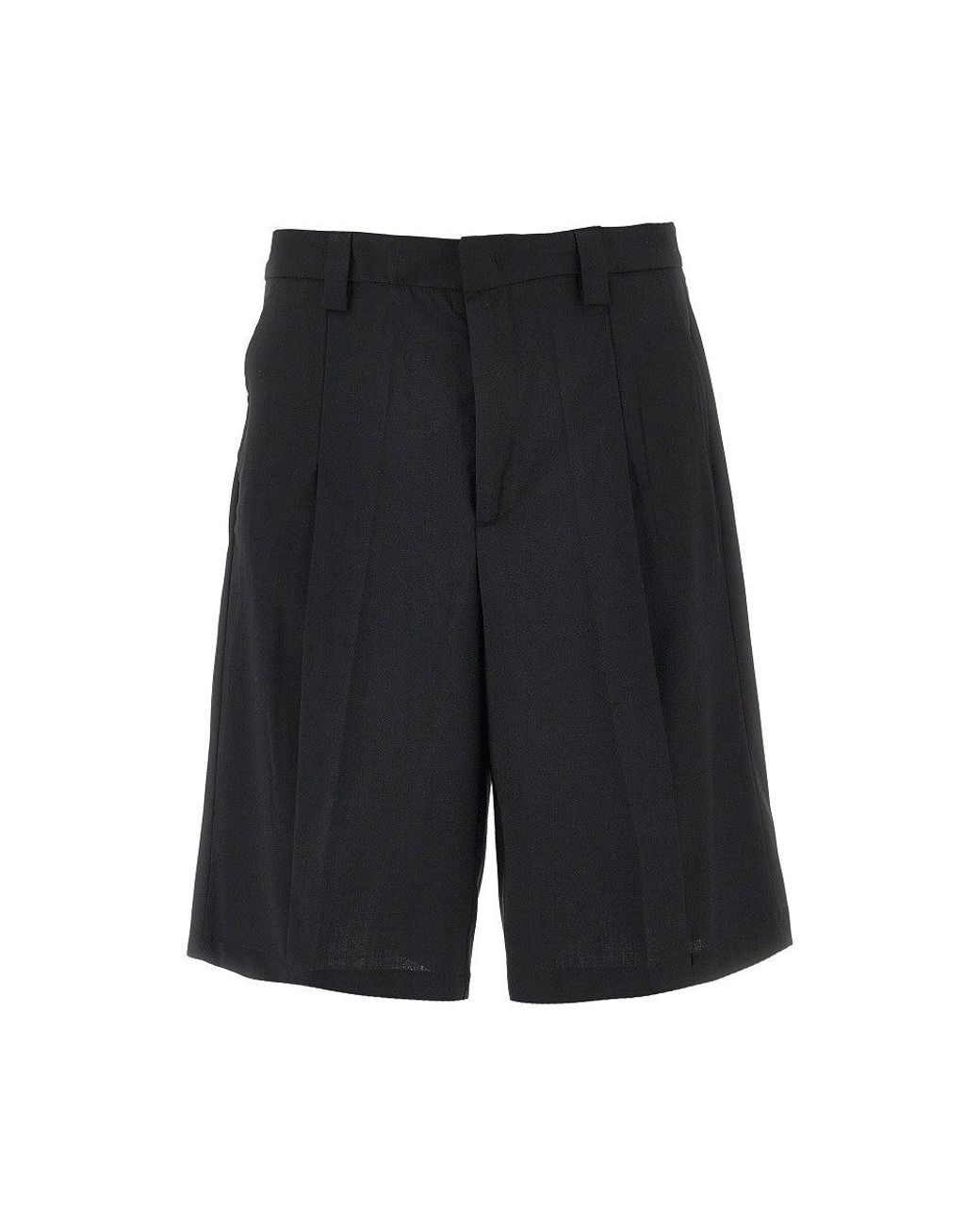 C.9.3 Black Wool-Blend Canvas Bermuda Shorts for men