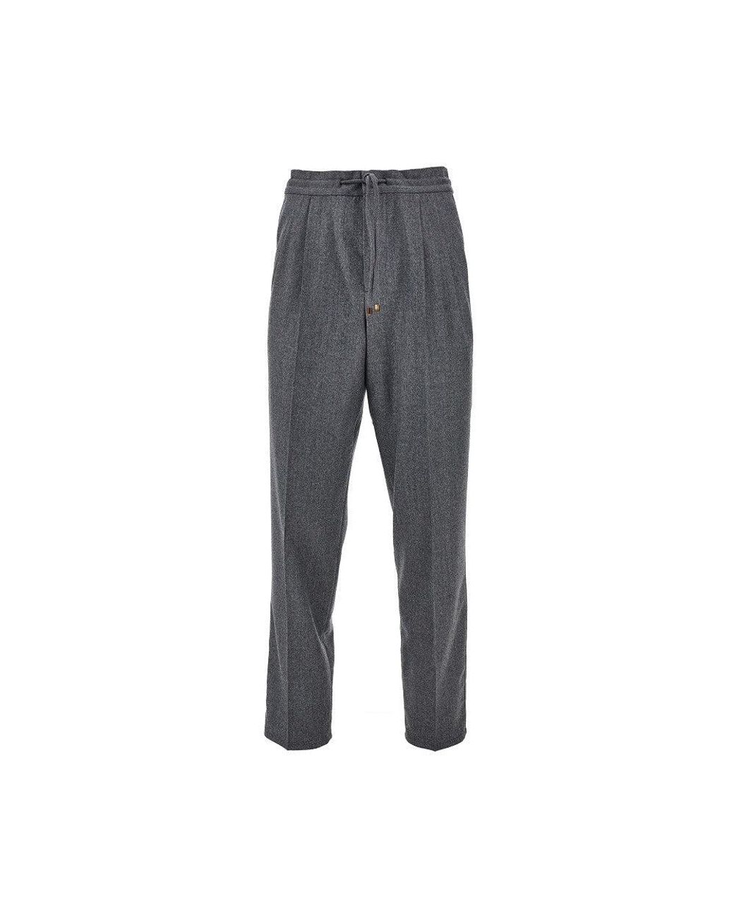 Brunello Cucinelli Gray Wool Leisure Fit Pants for men