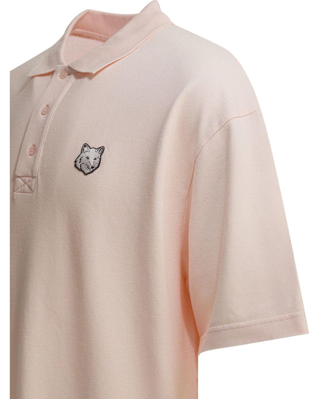 Maison Kitsuné White "Fox Head" Polo Shirt With Buttons for men