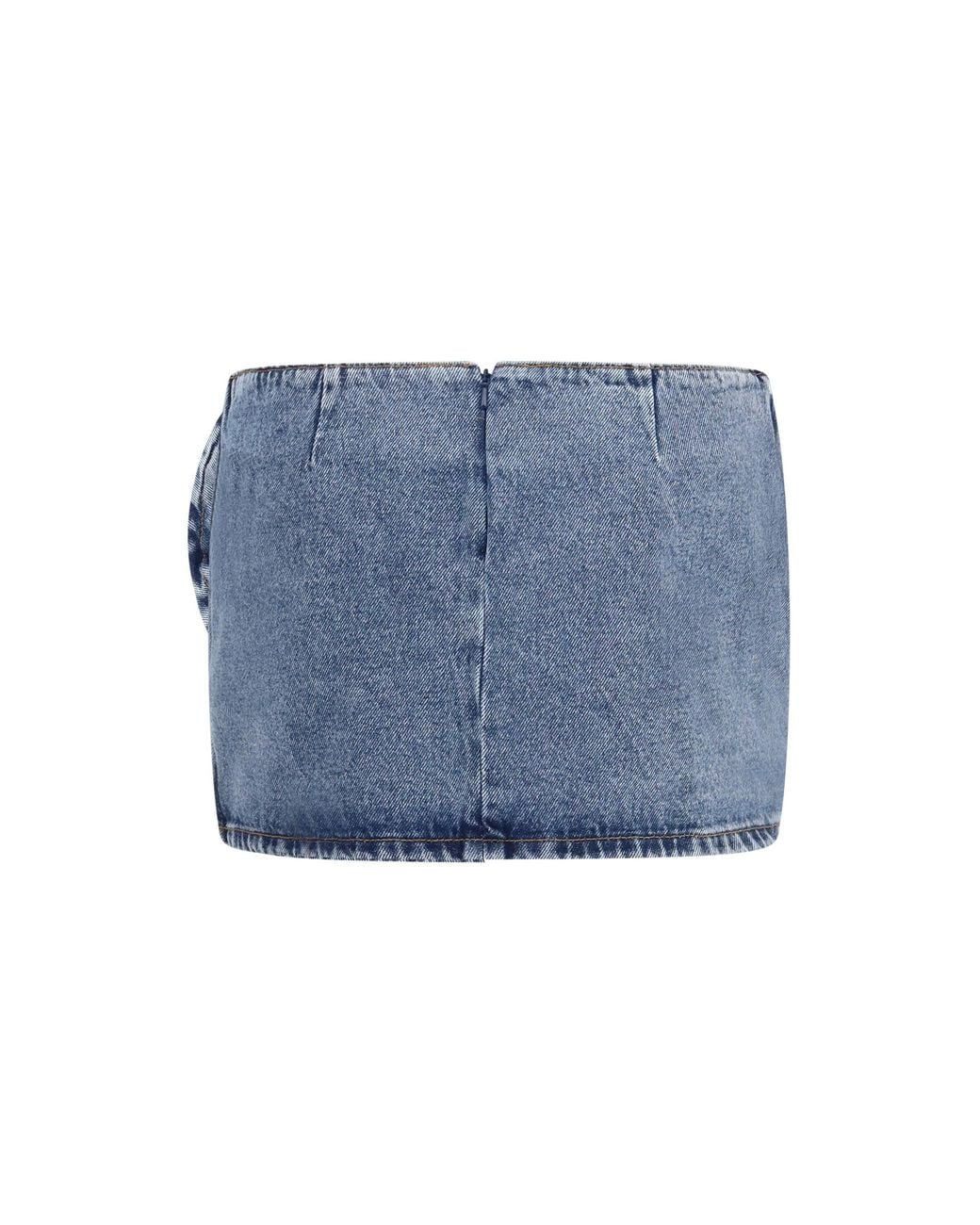 Magda Butrym Blue Mini Skirt Twisted Floral Denim