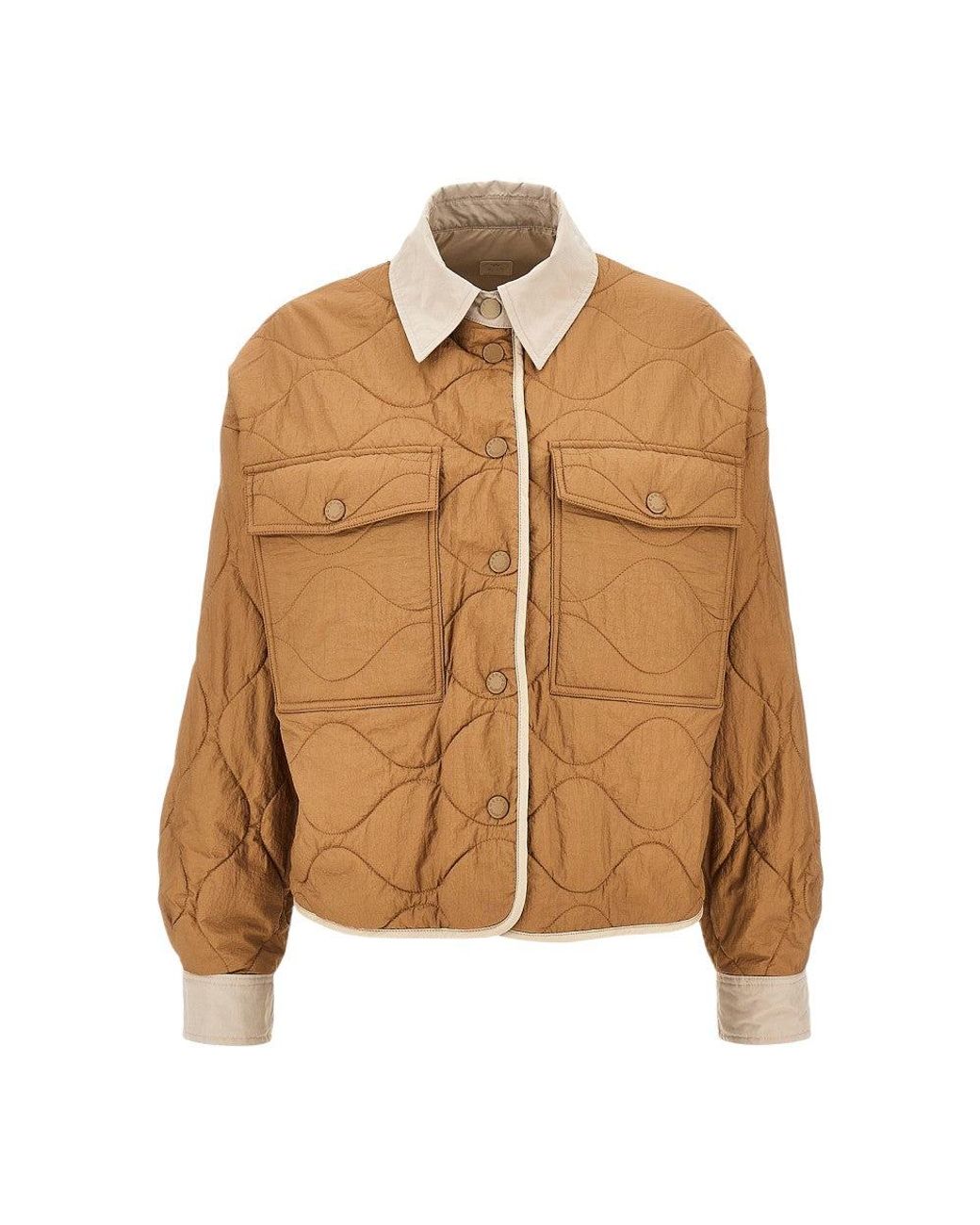 Weekend by Maxmara Natural Quilted Jacket With Corduory Collar