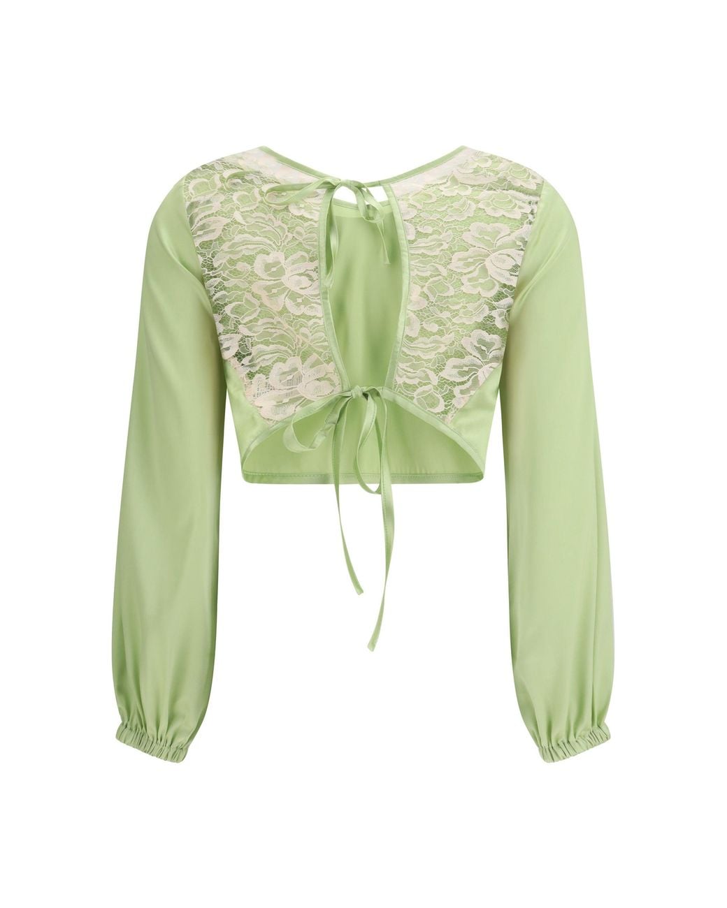 Kristina Ti Green V-Neck Blouse Apple