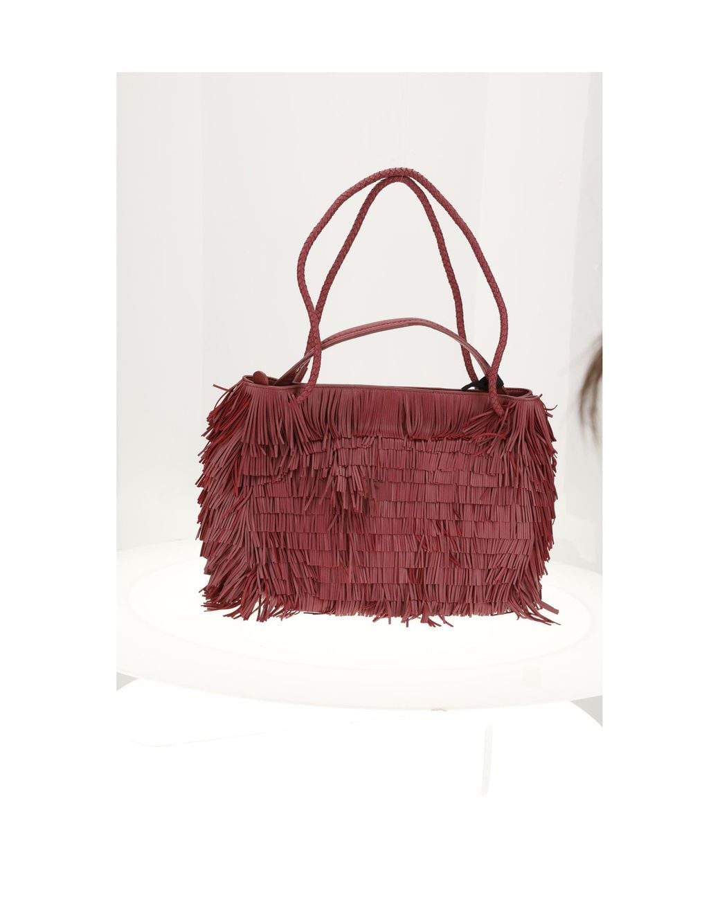 VISONA Red Nappa Shoulder Bag Vino