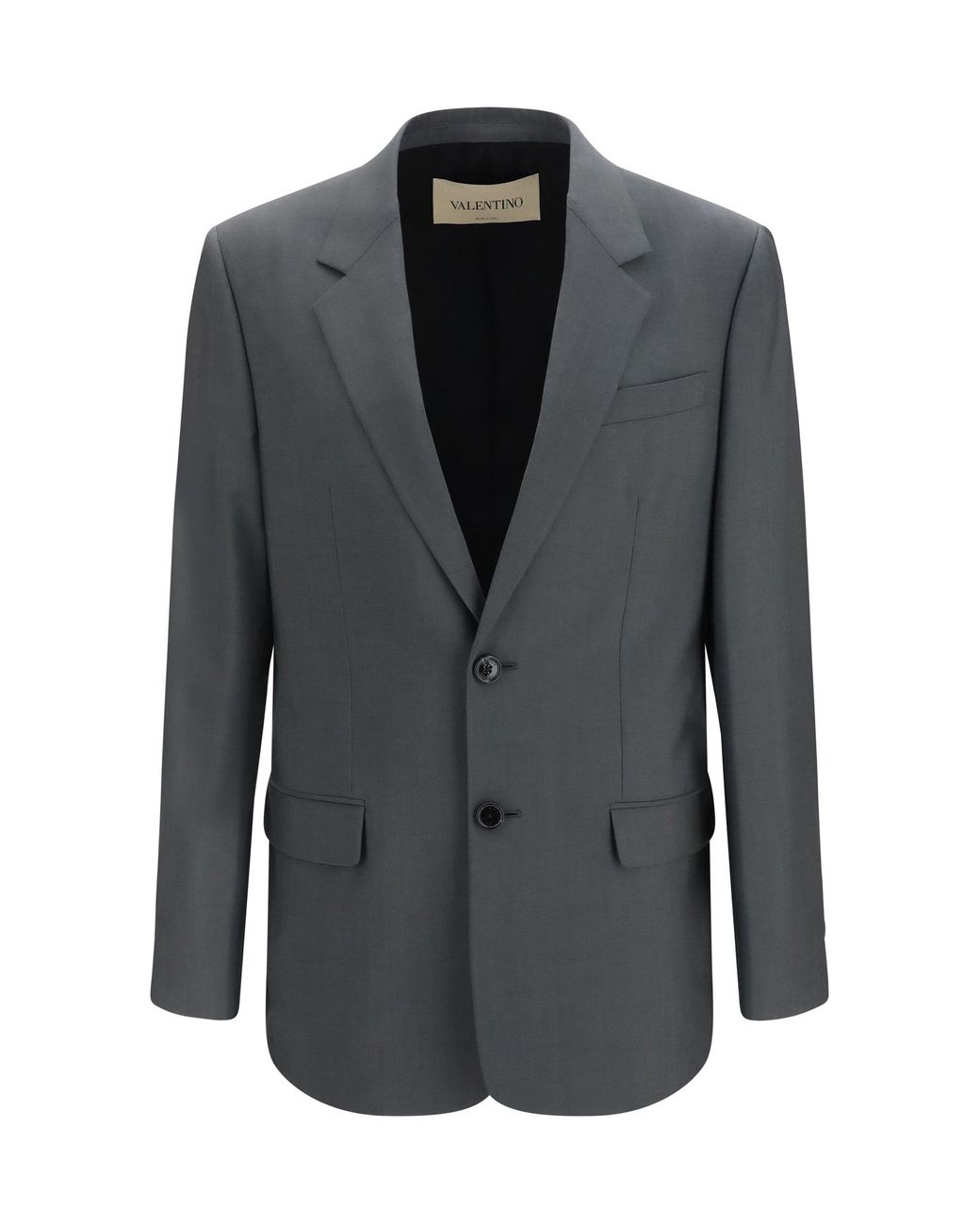 Valentino Black Jacket Single-Breasted Wool-Mohair for men