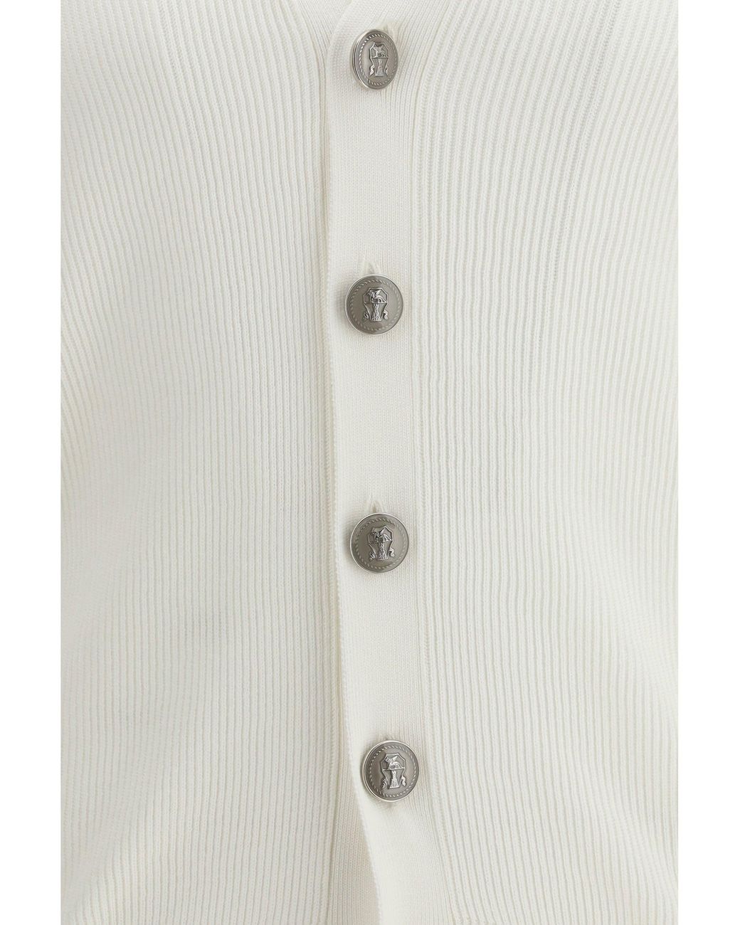 Brunello Cucinelli White Ribbed Cardigan for men