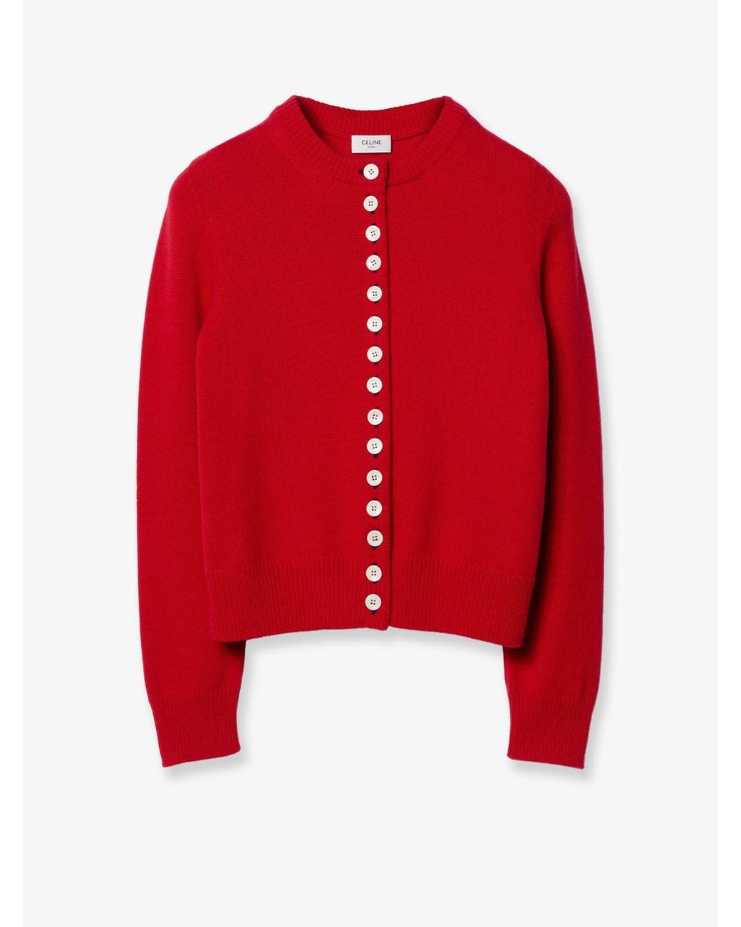 Céline Red Cashmere Cardigan